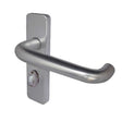 This is an image showing the Frelan - 19mm Round Bar Door Handle on Bathroom Plate Satin Anodised Aluminium available to order from T.H. Wiggans Ironmongery in Kendal