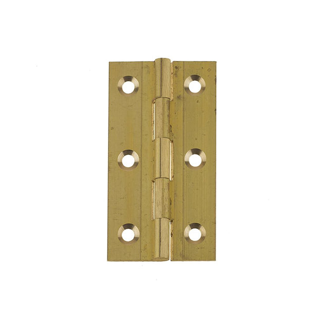 This is an image of a Frelan - 76x42mm Solid Drawn Brass Butt Hinges - Self Colour Brass that is availble to order from T.H Wiggans Architectural Ironmongery in in Kendal.