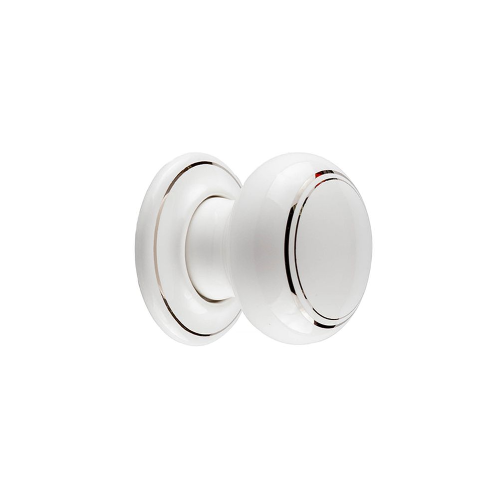 This is an image showing the Frelan - White Lined Porcelain Unsprung Mortice Knobs - White/Silver Line available to order from T.H. Wiggans Ironmongery in Kendal