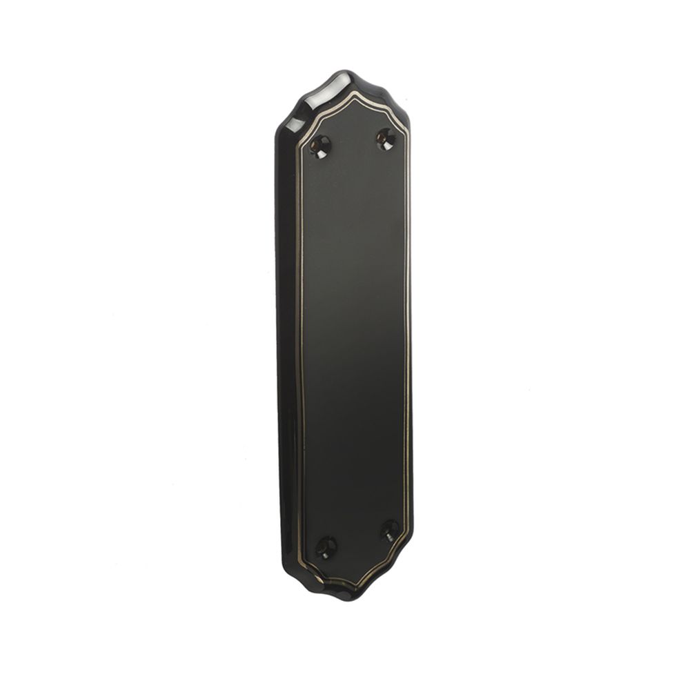 This is an image showing the Frelan - Black Goldline Finger Plate 380 x 75mm available to order from T.H. Wiggans Ironmongery in Kendal