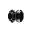 This is an image showing the Frelan - Black Lined Porclain Unsprung Mortice Knobs - Silver Line available to order from T.H. Wiggans Ironmongery in Kendal