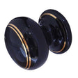 This is an image showing the Frelan - Porcelain 50mm Dia. Cabinet Knob - Black/Gold Line available to order from T.H. Wiggans Ironmongery in Kendal