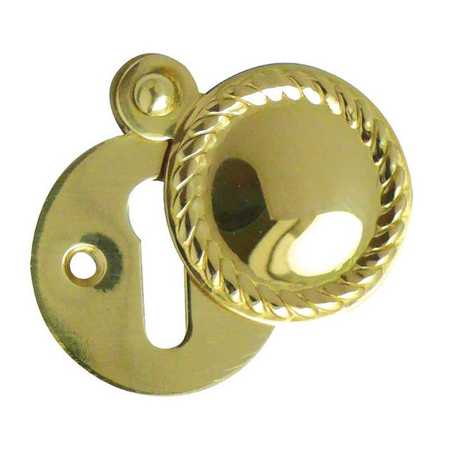 This is an image showing the Frelan - Georgian Covered Escutcheon Standard Keyway - Polished Brass available to order from T.H. Wiggans Ironmongery in Kendal