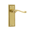 This is an image showing the Frelan - Georgian Suite Door Handle on Long Latchset Plate Polished Brass available to order from T.H. Wiggans Ironmongery in Kendal