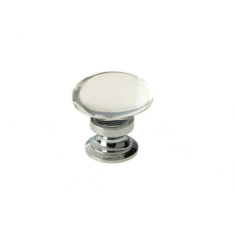 This is an image showing the Frelan - Oval Glass 40mm Cabinet Knob - Polished Chrome available to order from T.H. Wiggans Ironmongery in Kendal