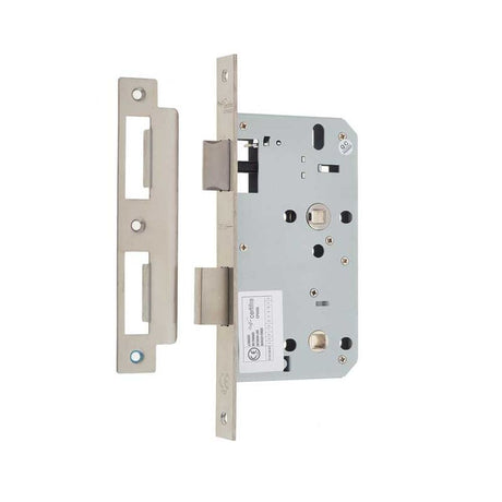 This is an image showing the Frelan - 78mm sss Din bathroom lock 60mm backset available to order from T.H. Wiggans Ironmongery in Kendal