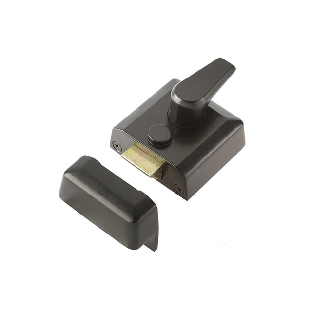 This is an image showing the Frelan - Black Narrow nightlatch available to order from T.H. Wiggans Ironmongery in Kendal