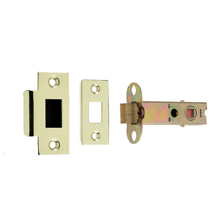 This is an image of a Frelan - 100mm SS/PB double sprung tubular latch that is availble to order from T.H Wiggans Architectural Ironmongery in Kendal.