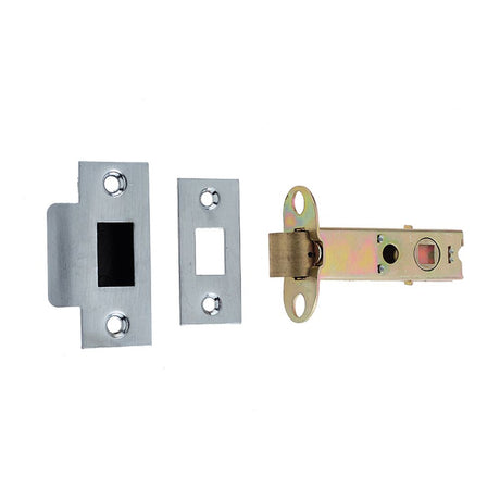 This is an image of a Frelan - 150mm SS/PB double sprung tubular latch that is availble to order from T.H Wiggans Architectural Ironmongery in Kendal.