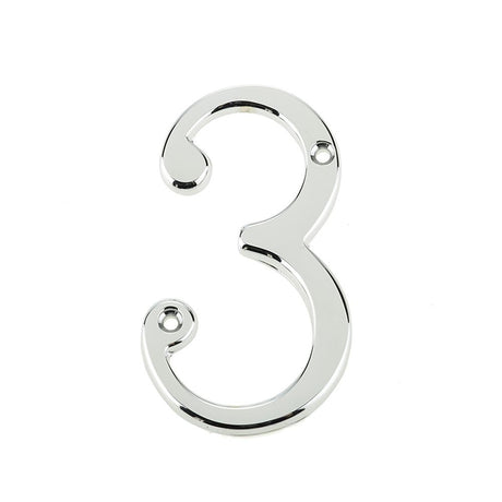 This is an image showing the Frelan - 75mm PC Screwfix numeral 3 available to order from T.H. Wiggans Ironmongery in Kendal