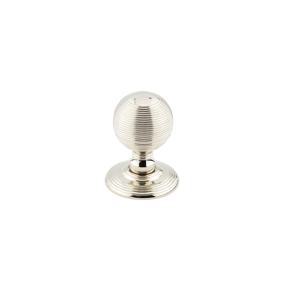 This is an image showing the Frelan - Reeded Unsprung Mortice Knobs - Polished Nickel available to order from T.H. Wiggans Ironmongery in Kendal