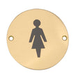 This is an image showing the Frelan - Female Sex Symbol - Signage 75mm Dia. - Polished Brass available to order from T.H. Wiggans Ironmongery in Kendal