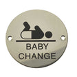 This is an image showing the Frelan - Baby Change - Signage 75mm Dia. - Polished Stainless Steel available to order from T.H. Wiggans Ironmongery in Kendal