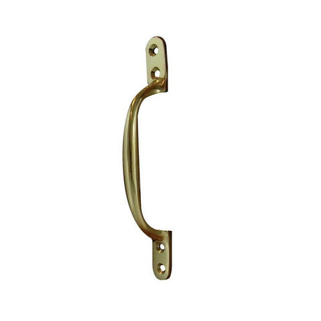 This is an image of a Frelan - 104mm Sash Handle - Polished Brass that is availble to order from T.H Wiggans Architectural Ironmongery in Kendal in Kendal.