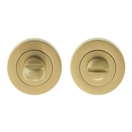 This is an image showing the Frelan - Bathroom Turn & Release without Indicator - Satin Brass available to order from T.H. Wiggans Ironmongery in Kendal