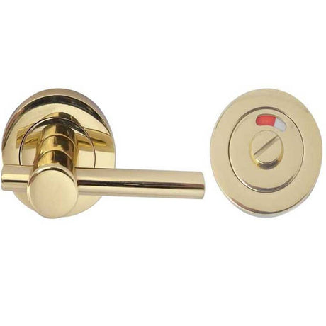 This is an image showing the Frelan - Bathroom Easy Turn & Release with Indicator - Polished Brass available to order from T.H. Wiggans Ironmongery in Kendal