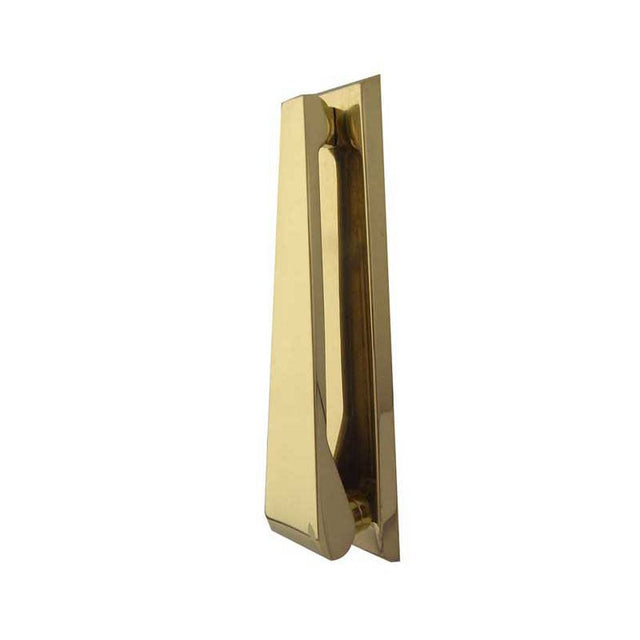 This is an image showing the Frelan - Contemporary Door Knocker - Polished Brass available to order from T.H. Wiggans Ironmongery in Kendal