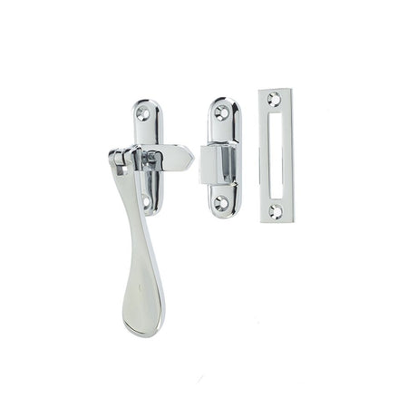 This is an image showing the Frelan - Non Locking Casement Fastener c/w Hook & Mortice Plate - Polished Chrom available to order from T.H. Wiggans Ironmongery in Kendal