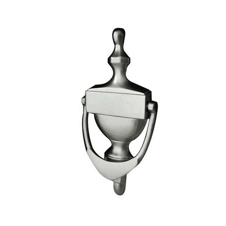 This is an image showing the Frelan - Urn Door Knocker 170mm - Satin Chrome available to order from T.H. Wiggans Ironmongery in Kendal