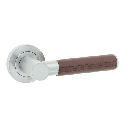 This is an image showing the Frelan - Ascot Levers on Round Rose - Satin Chrome available to order from T.H. Wiggans Ironmongery in Kendal