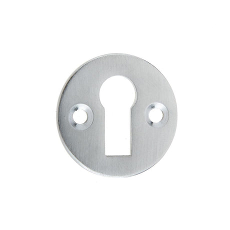 This is an image showing the Frelan - Round Open Escutcheon Standard Keyway - Satin Chrome available to order from T.H. Wiggans Ironmongery in Kendal