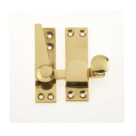 This is an image of a Frelan - Non Locking Heavy Duty Quadrant Sash Fasteners - Polished Brass that is availble to order from T.H Wiggans Architectural Ironmongery in Kendal in Kendal.
