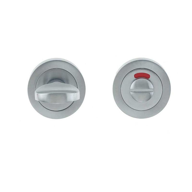 This is an image showing the Frelan - Bathroom Turn & Release with Indicator - Satin Chrome available to order from T.H. Wiggans Ironmongery in Kendal