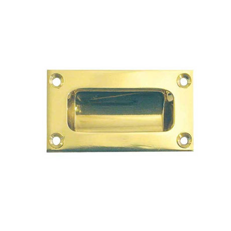 This is an image showing the Frelan - 75x40mm Flush Pull - Polished Brass available to order from T.H. Wiggans Ironmongery in Kendal