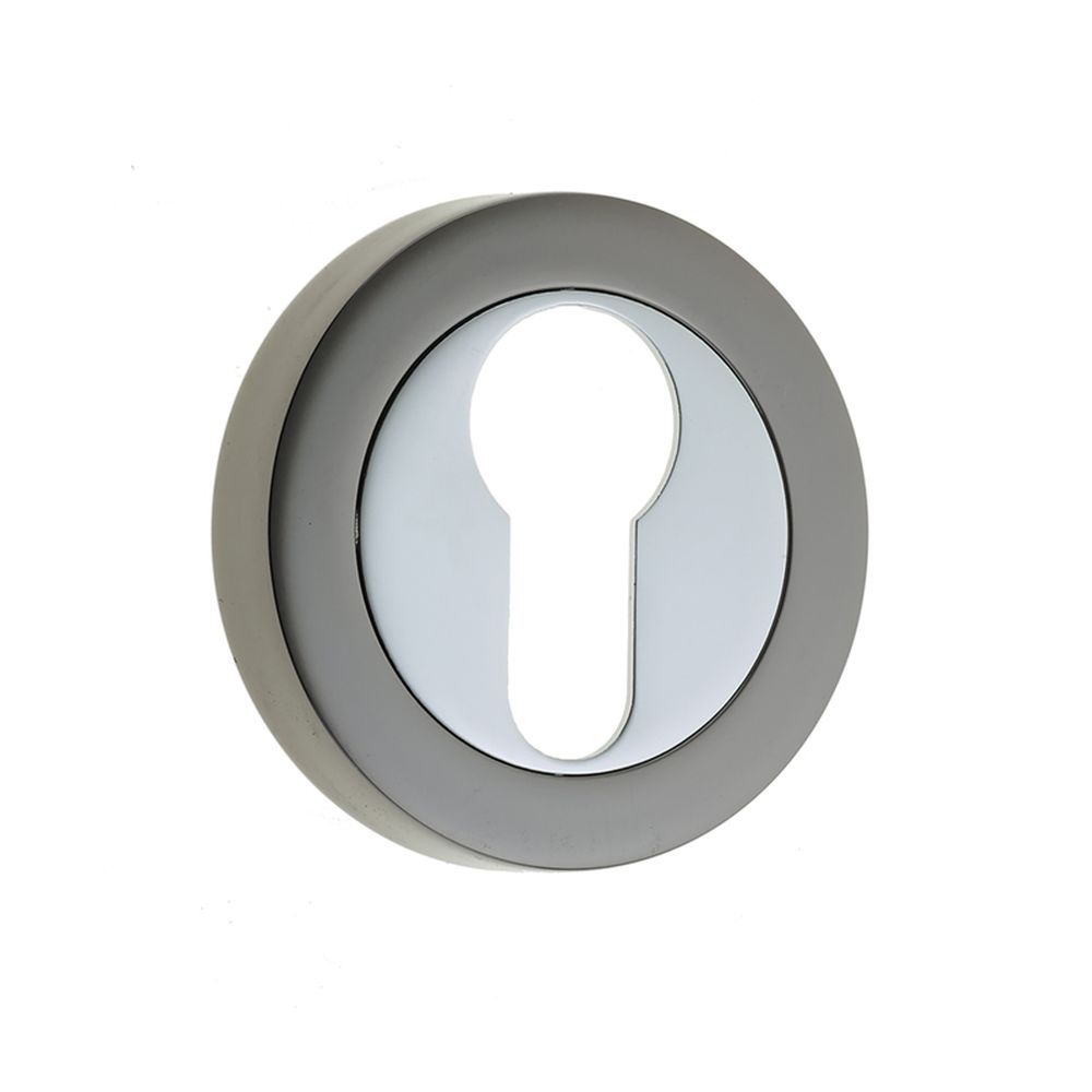 This is an image showing the Frelan - Euro Profile Escutcheons - Polished Chrome/Black Nickel available to order from T.H. Wiggans Ironmongery in Kendal