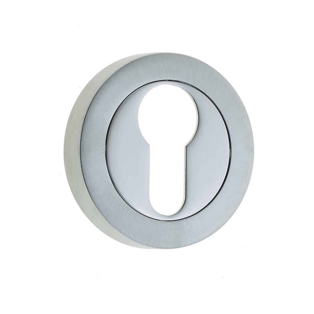 This is an image showing the Frelan - Euro Profile Escutcheons - Polished Chrome/Satin Chrome available to order from T.H. Wiggans Ironmongery in Kendal