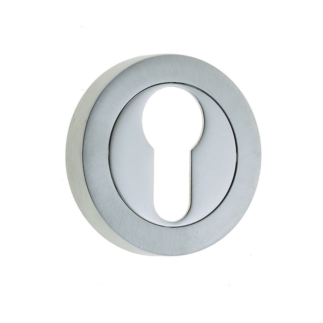 This is an image showing the Frelan - Euro Profile Escutcheons - Polished Chrome/Satin Chrome available to order from T.H. Wiggans Ironmongery in Kendal