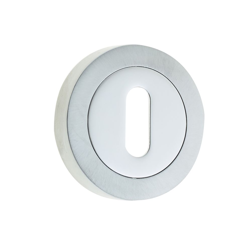 This is an image showing the Frelan - Standard Key Profile Escutcheons - Polished Chrome/Satin Chrome available to order from T.H. Wiggans Ironmongery in Kendal