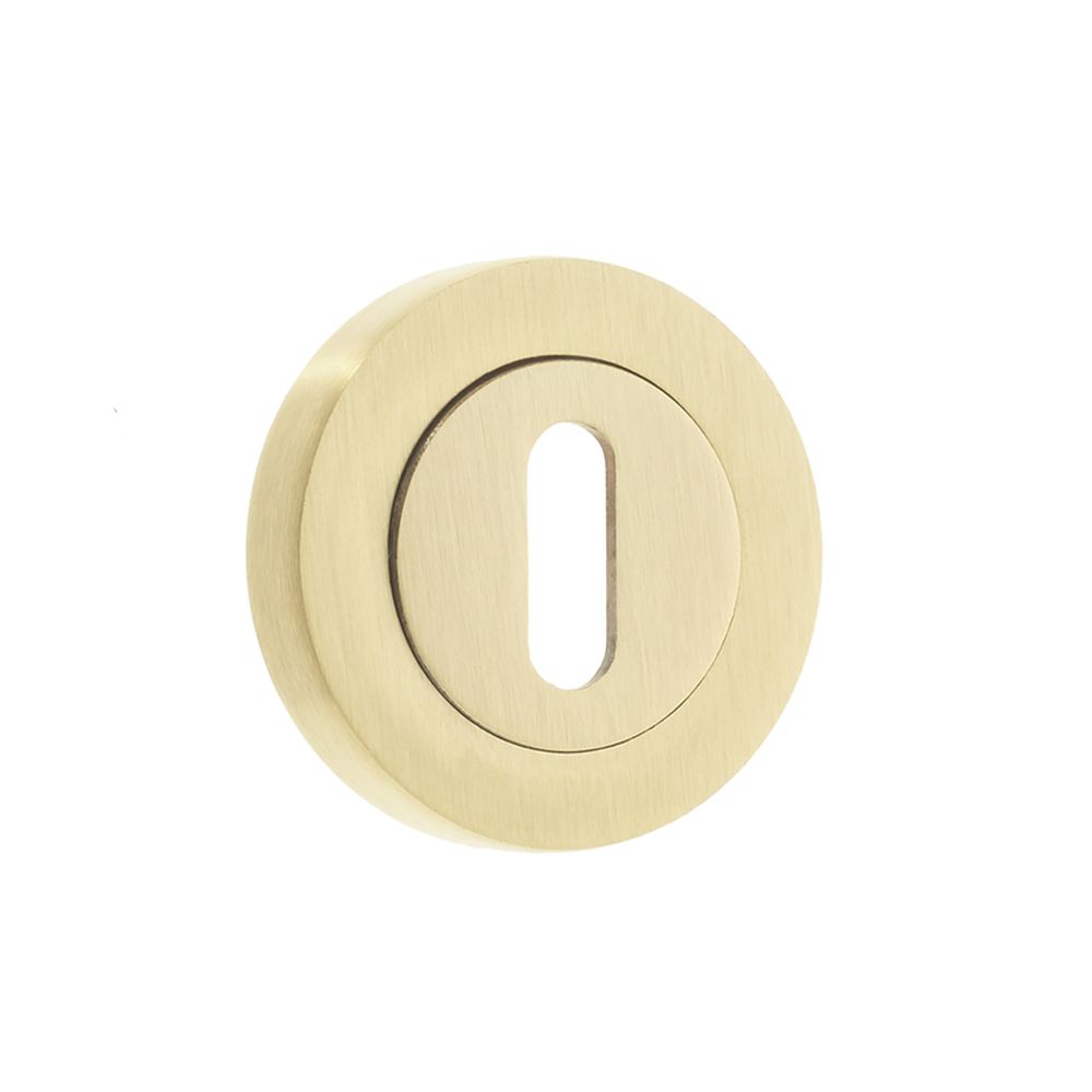 This is an image showing the Frelan - Standard Key Profile Escutcheons - Satin Brass available to order from T.H. Wiggans Ironmongery in Kendal