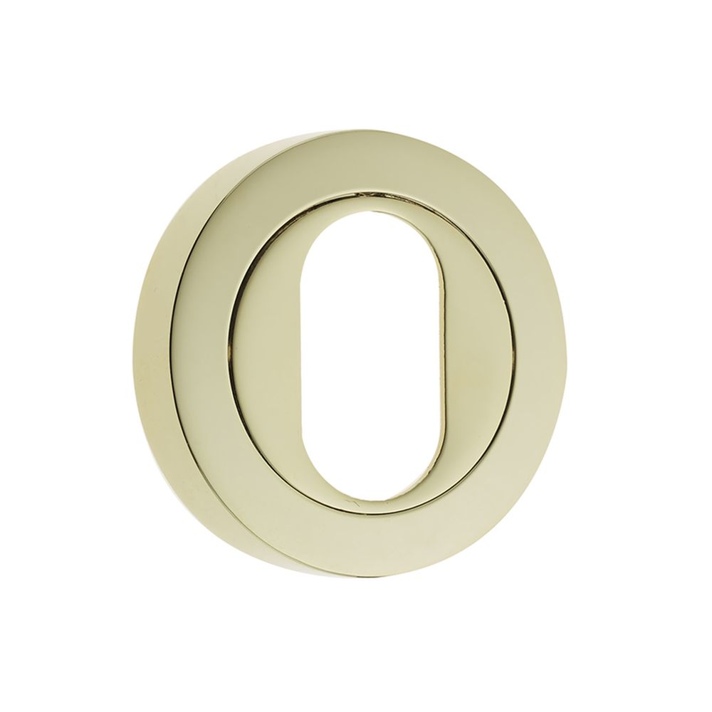 This is an image showing the Frelan - Oval Profile Escutcheons - PVD Brass available to order from T.H. Wiggans Ironmongery in Kendal