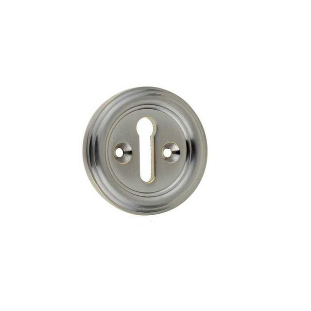 This is an image showing the Frelan - Parisian Standard Key Escutcheon - Satin Nickel available to order from T.H. Wiggans Ironmongery in Kendal