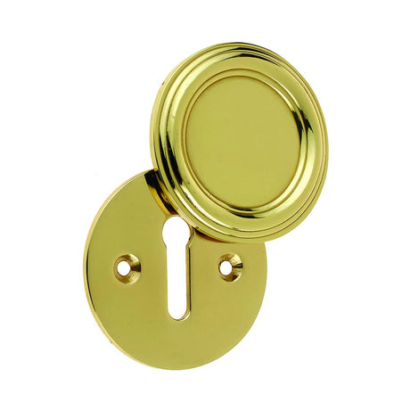 This is an image showing the Frelan - PB Covered escutcheon available to order from T.H. Wiggans Ironmongery in Kendal