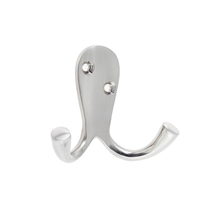 This is an image showing the Frelan - Double Robe Hook - Satin Nickel available to order from T.H. Wiggans Ironmongery in Kendal