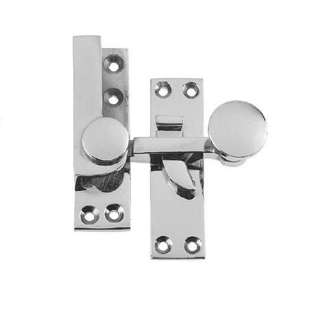 This is an image of a Frelan - Quadrant Sash Fastener - Polished Chrome that is availble to order from T.H Wiggans Architectural Ironmongery in Kendal in Kendal.