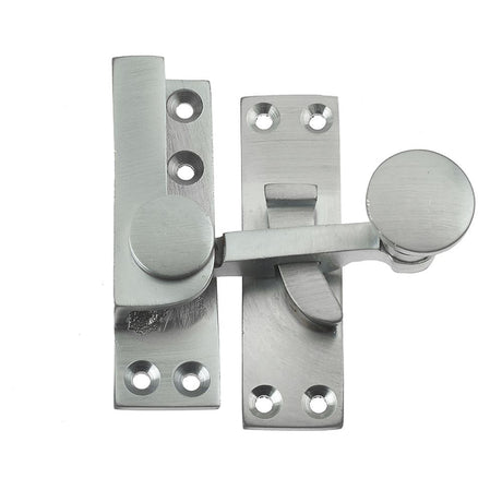 This is an image of a Frelan - Quadrant Sash Fastener - Satin Chrome that is availble to order from T.H Wiggans Architectural Ironmongery in Kendal in Kendal.