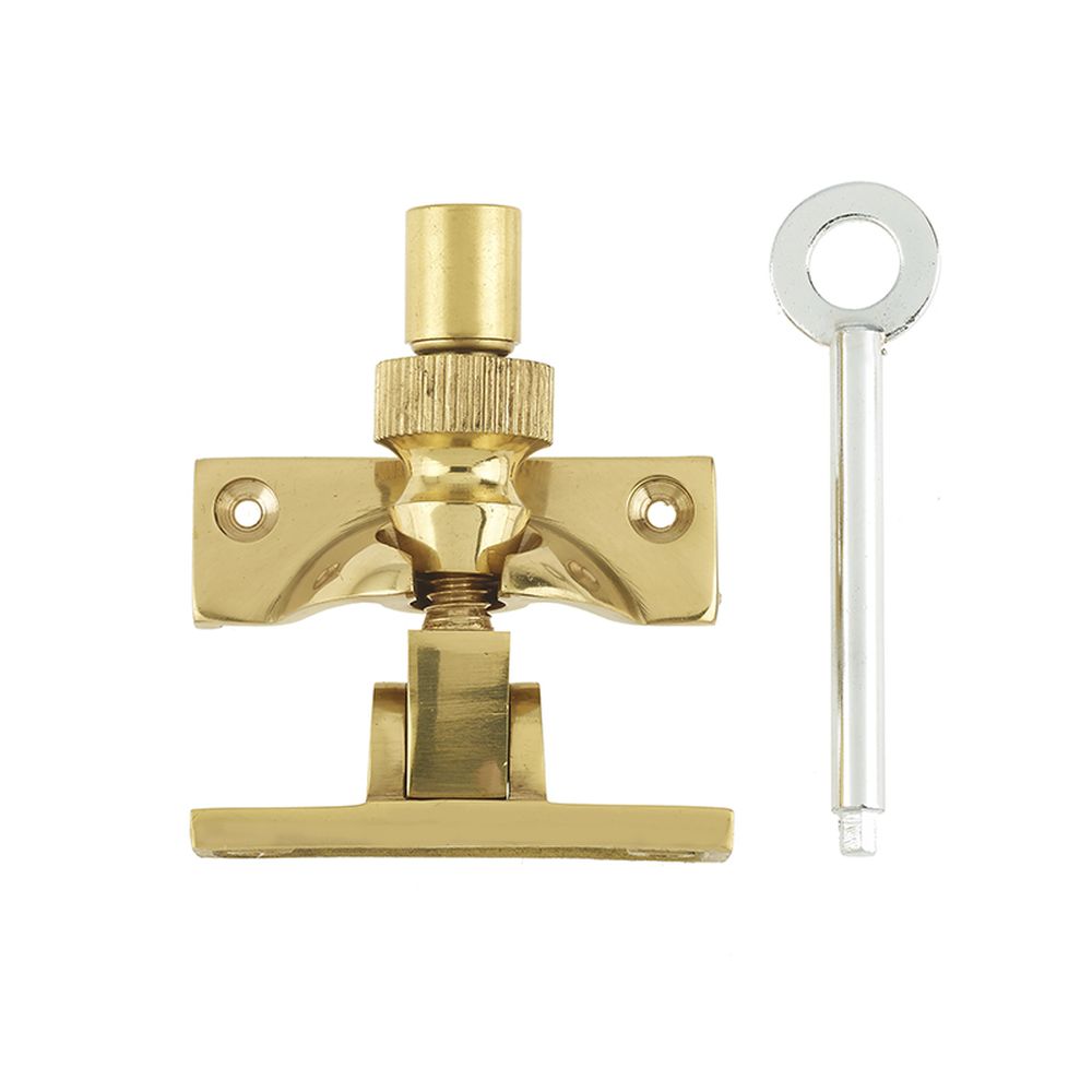 This is an image showing the Frelan - Lockable Brighton Fastener - Polished Brass available to order from T.H. Wiggans Ironmongery in Kendal