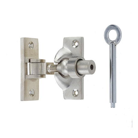 This is an image of a Frelan - Lockable Brighton Fastener - Satin Nickel that is availble to order from T.H Wiggans Architectural Ironmongery in Kendal in Kendal.