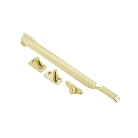 This is an image of a Frelan - Modern 250mm Non- Lockable Casement Stay - Polished Brass that is availble to order from T.H Wiggans Architectural Ironmongery in Kendal in Kendal.
