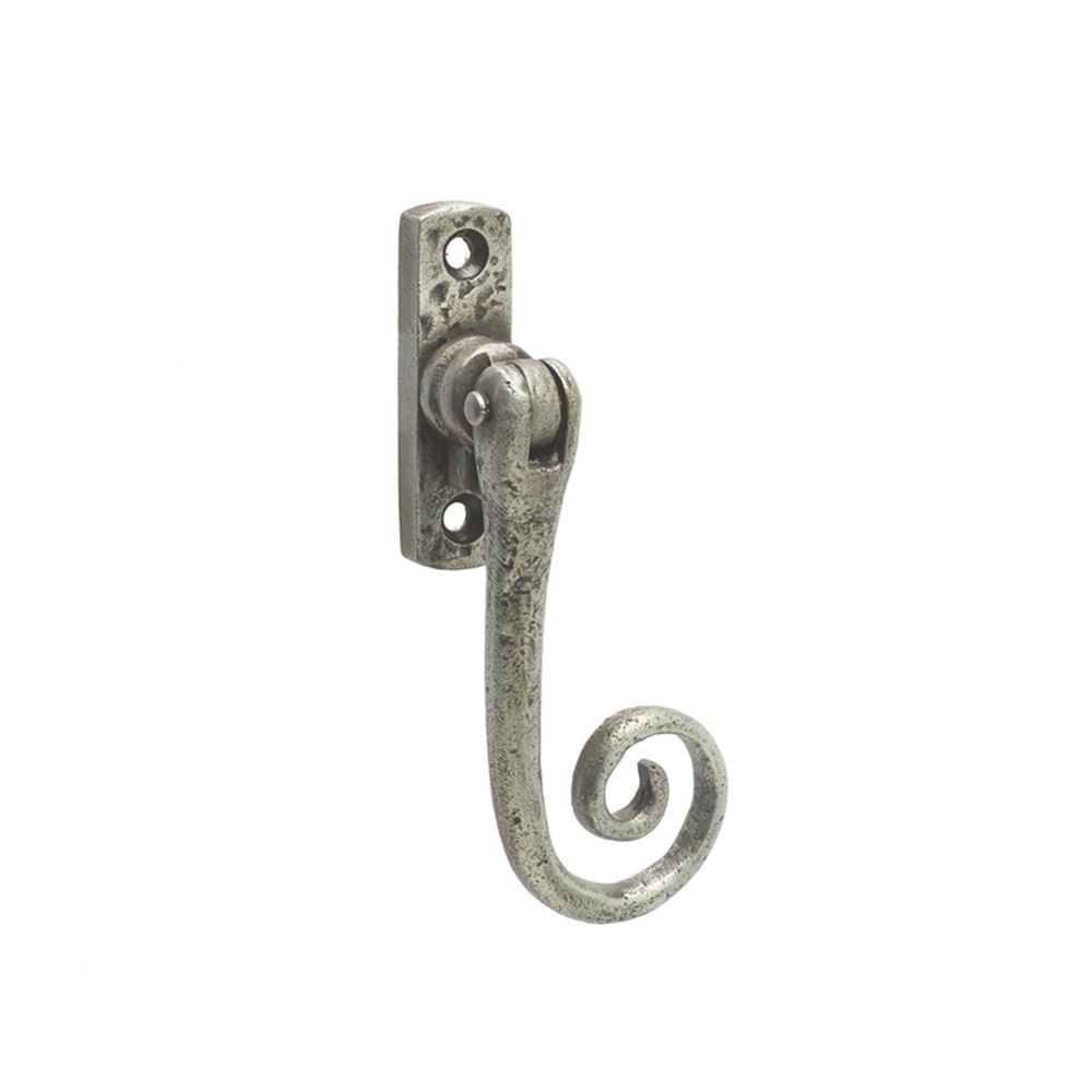 This is an image showing the Frelan - Monkey Tail Locking Casement Fasteners Right Hand - Pewter available to order from T.H. Wiggans Ironmongery in Kendal