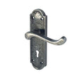 This is an image showing the Frelan - Turnberry Standard Lever Lock Handles on Backplate - Pewter available to order from T.H. Wiggans Ironmongery in Kendal