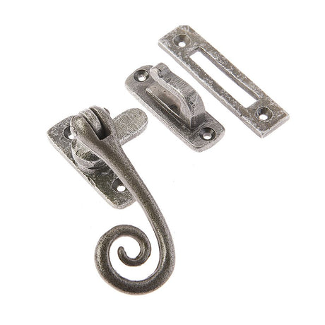 This is an image of a Frelan - Valley Forge Curly Tail Casement Fastener - Pewter that is availble to order from T.H Wiggans Architectural Ironmongery in Kendal in Kendal.