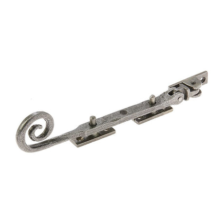 This is an image of a Frelan - Valley Forge 200mm Curly Tail Casement Stay - Pewter that is availble to order from T.H Wiggans Architectural Ironmongery in Kendal in Kendal.