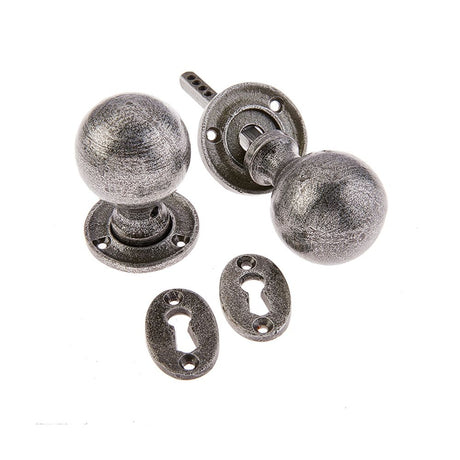 This is an image of Frelan - Valley Forge Round Mortice Knobs - Pewter available to order from T.H Wiggans Architectural Ironmongery in Kendal, quick delivery and discounted prices.