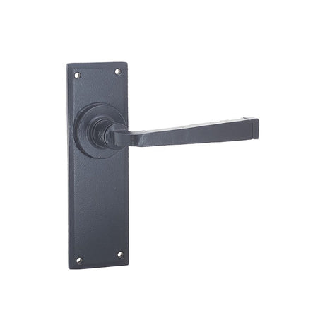 This is an image of Frelan - Valley Forge Lever Latch Handles on Backplate - Black available to order from T.H Wiggans Architectural Ironmongery in Kendal, quick delivery and discounted prices.