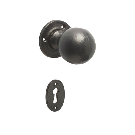 This is an image of Frelan - Valley Forge Round Mortice Knobs - Black available to order from T.H Wiggans Architectural Ironmongery in Kendal, quick delivery and discounted prices.