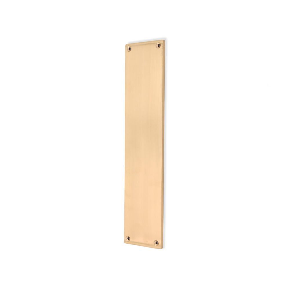 This is an image of Spira Brass - Victorian Finger Plate 275mm Satin Brass available to order from T.H Wiggans Architectural Ironmongery in Kendal, quick delivery and discounted prices.